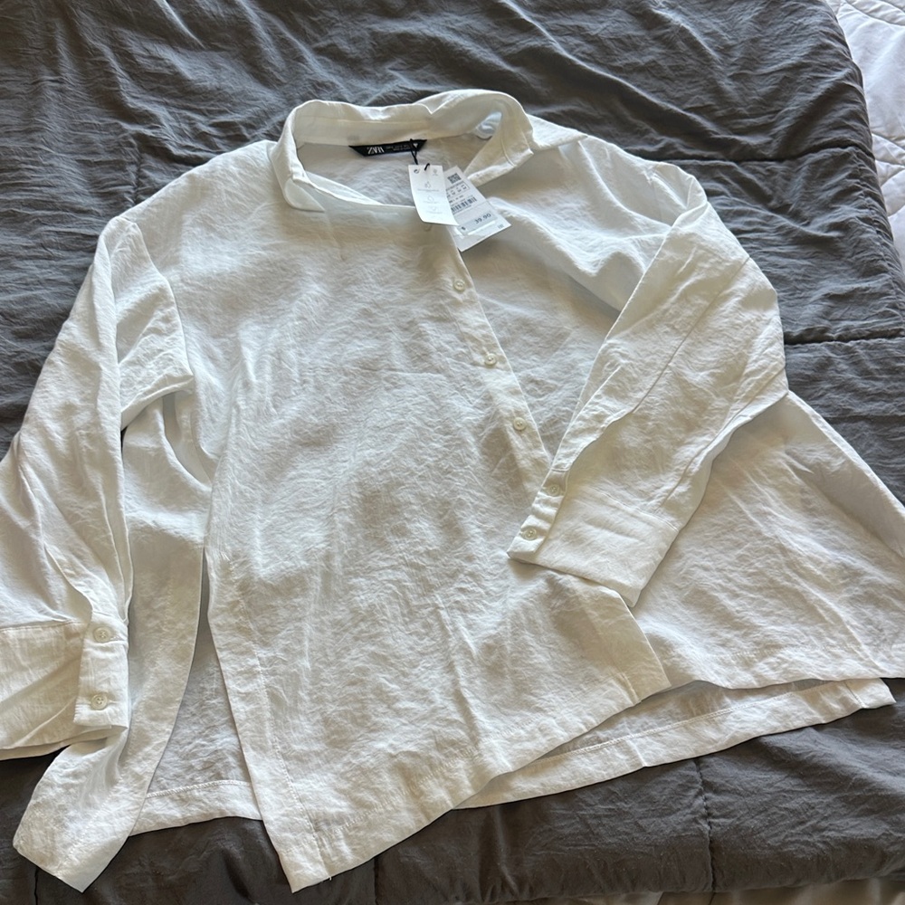 Zara Crisp White Collared Shirt
